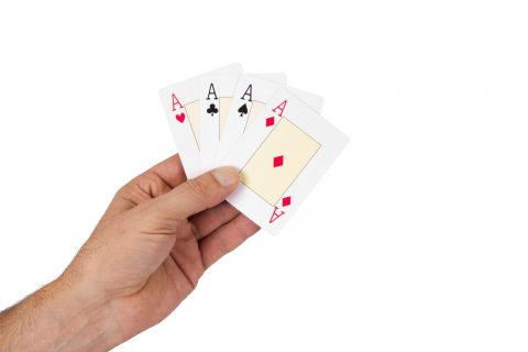 hand with playing cards